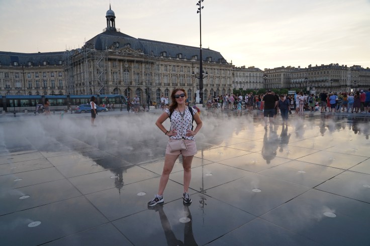 Wearing a backpack in Bordeaux
